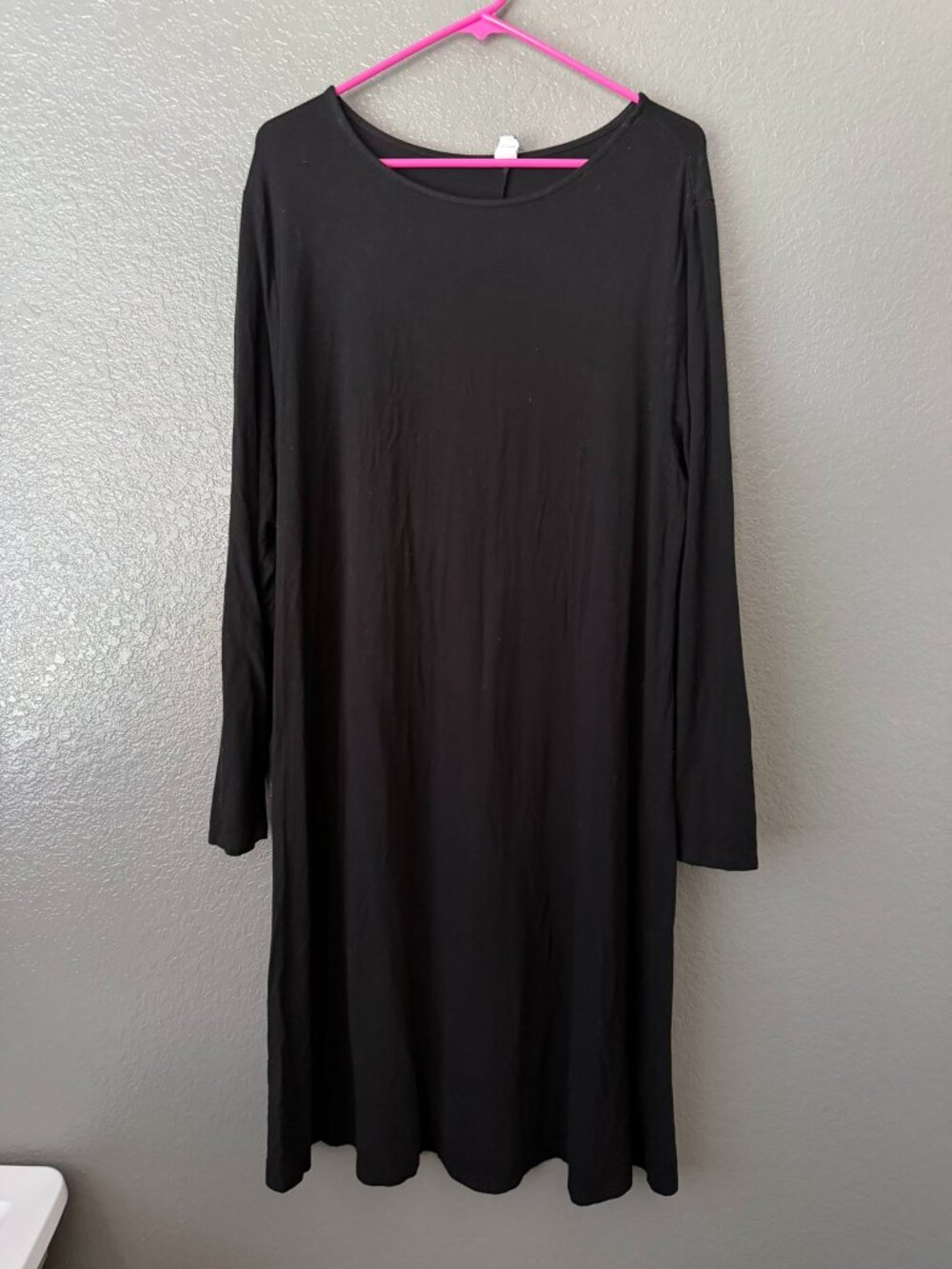 Old Navy 2X Plus Black Swing Dress Long Sleeve Stretch Casual Midi